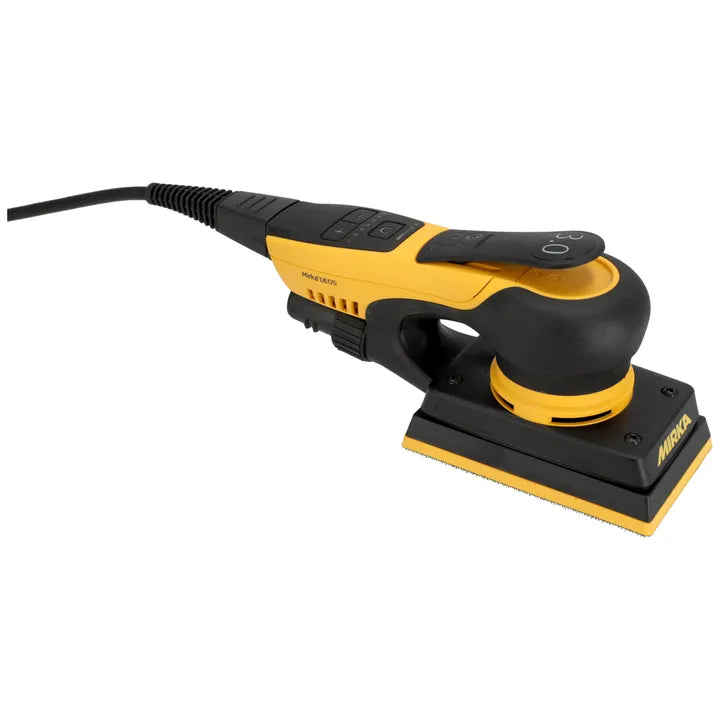 Mirka DEOS II 3.0mm Orbital Sander in action for woodworking and decorative painting