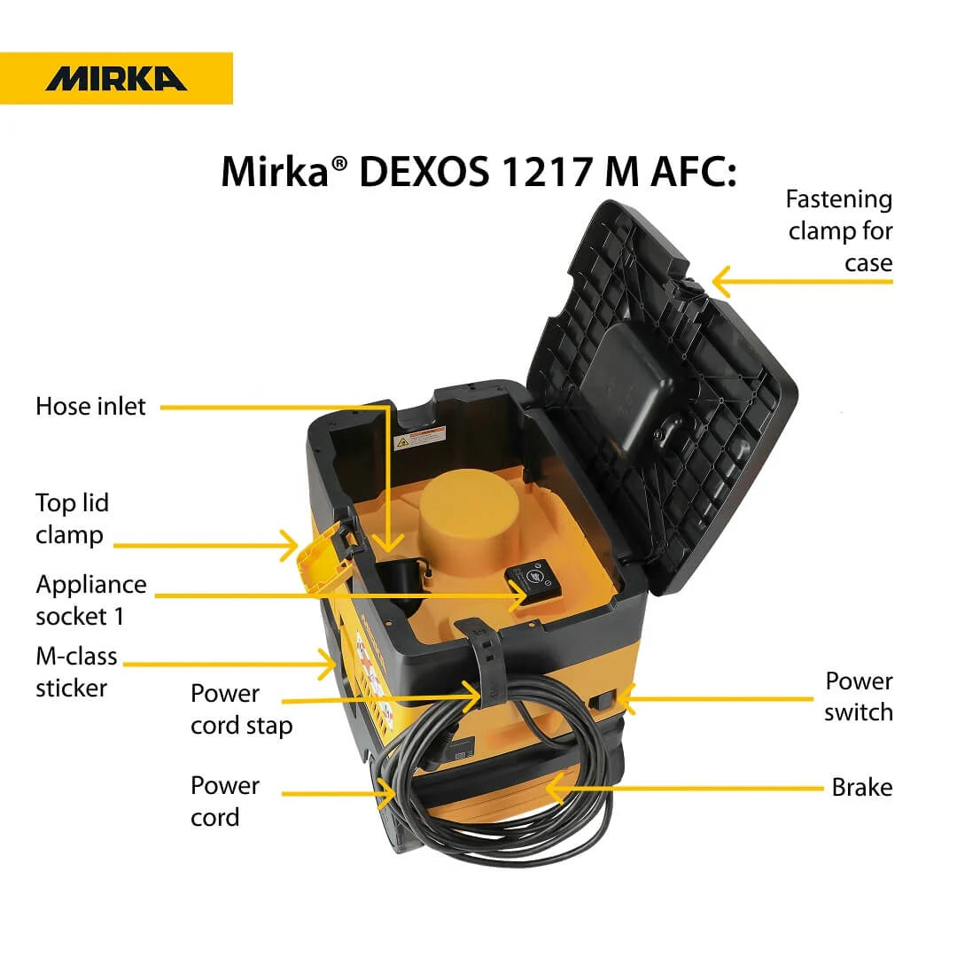 Mirka DEXOS 1217 M Class AFC Dust Extractor with 4m Hose