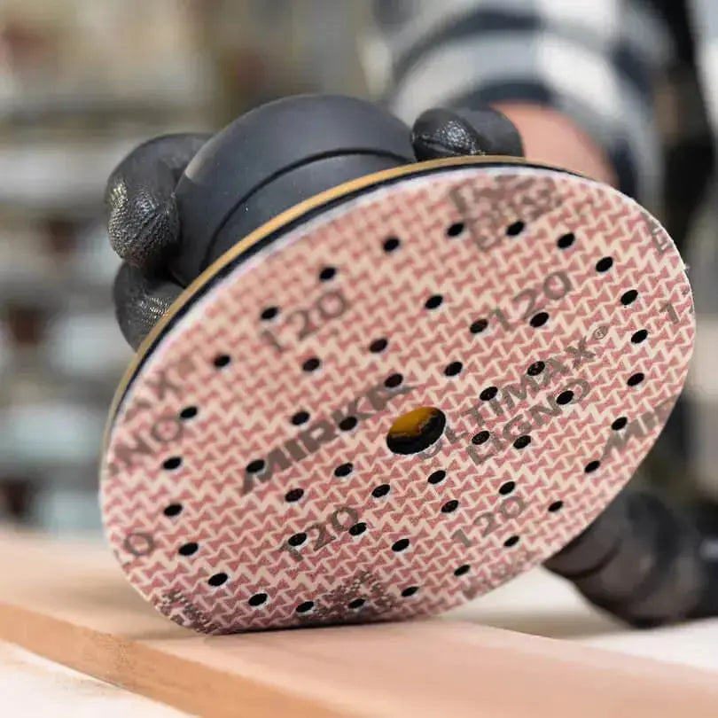 Mirka Ultimax Ligno Wood Sanding Discs 150mm Mixed Coarse Pack of 100 - Close-up view showing various grit sanding discs