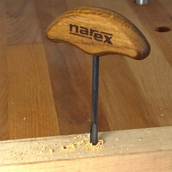 Narex Richter Gimlet Hand Drill 5mm Oak Handle woodworking tool with carbon steel construction and wooden handle