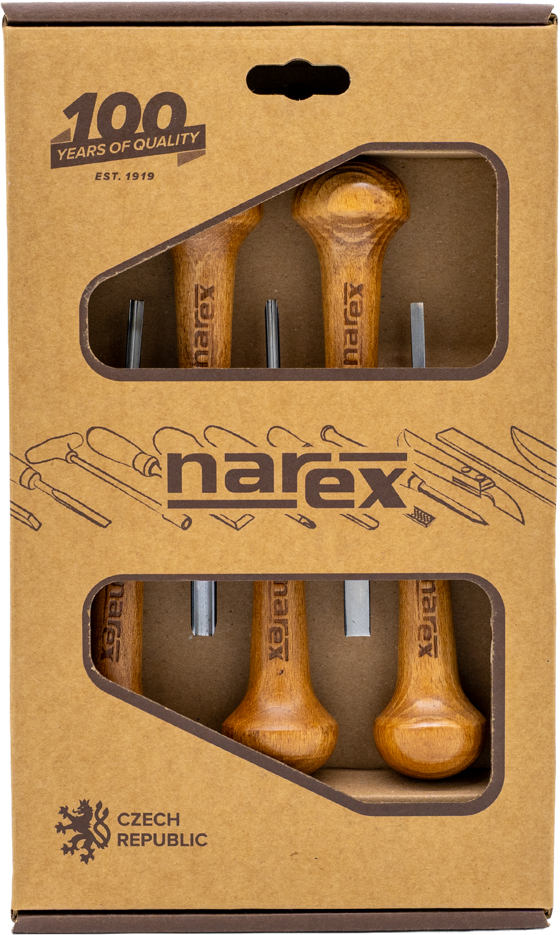 Narex Set of 5 PROFI Palm Carving Chisels