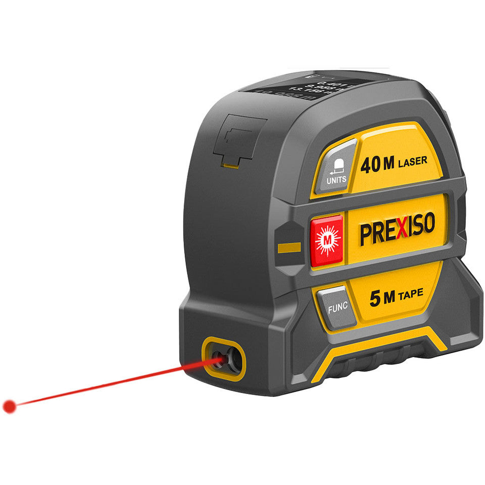 Prexiso 2-in-1 Laser & Tape Measure - Versatile precision tool for woodworking tasks