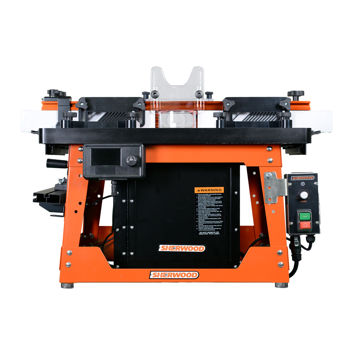 Sherwood Industrial Benchtop Router Table Cast Iron Top with Motorised DRO Router Lift & 1800W Round Body Motor