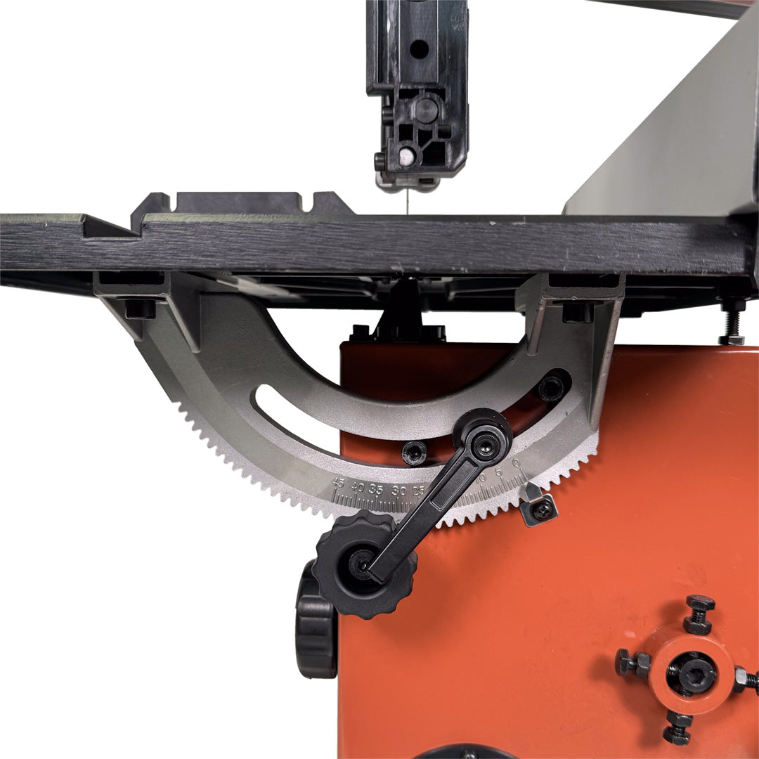 Sherwood 9in Benchtop Bandsaw 300W in use, showing cutting action