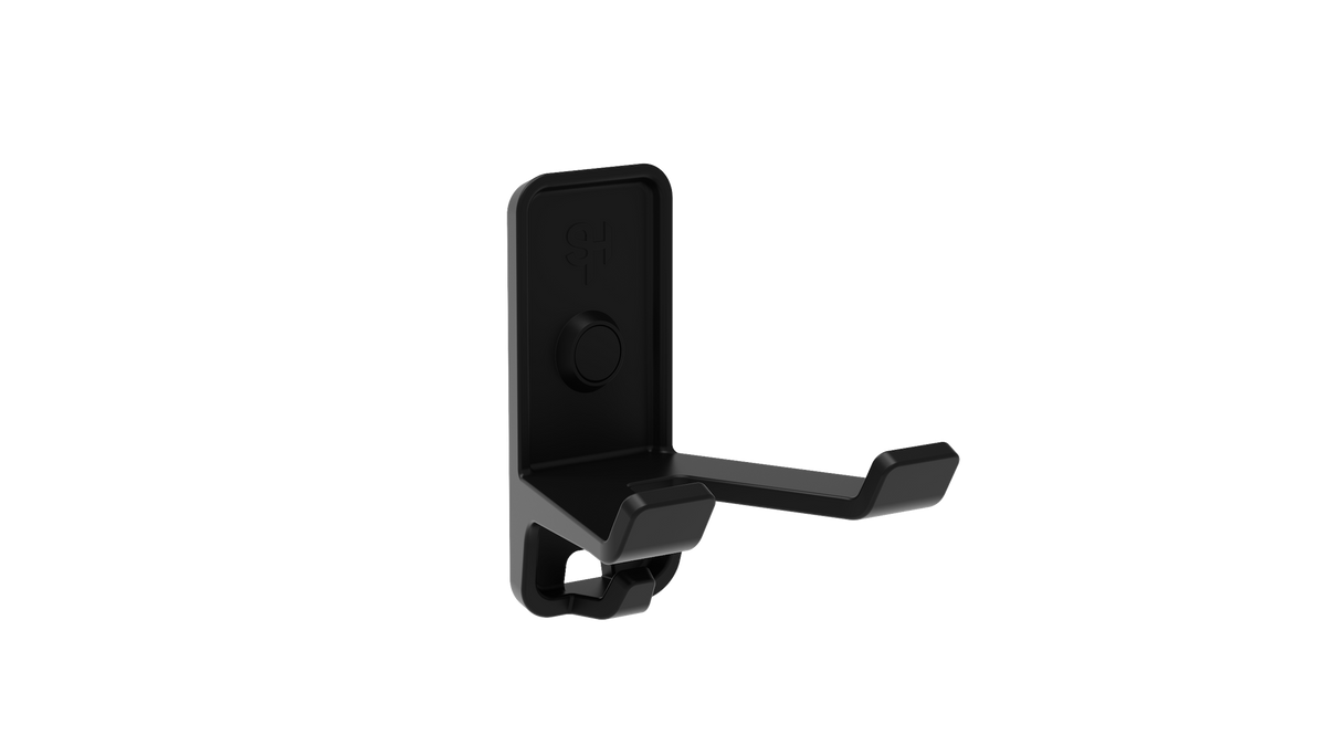 Superhooks Multi Hook Black 2 Pack - Versatile wall-mounted hook with reinforced double arm hook and small securing hook