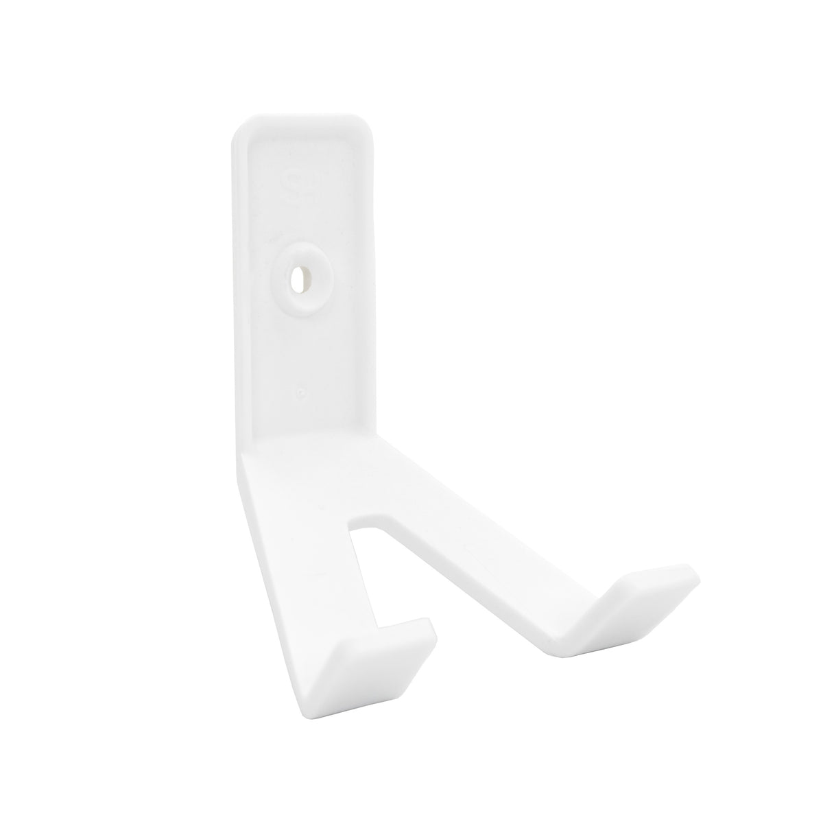 Superhooks Tech Hook White 3 Pack with 3kg Capacity hanging on wall with phone and cables attached
