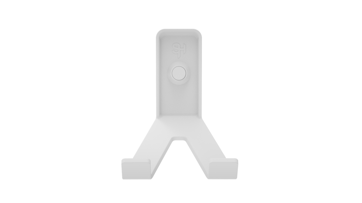Superhooks Tech Hook White 3 Pack - Wall-mounted tech hook with reinforced twin arms and sloped prongs for holding phone or cables