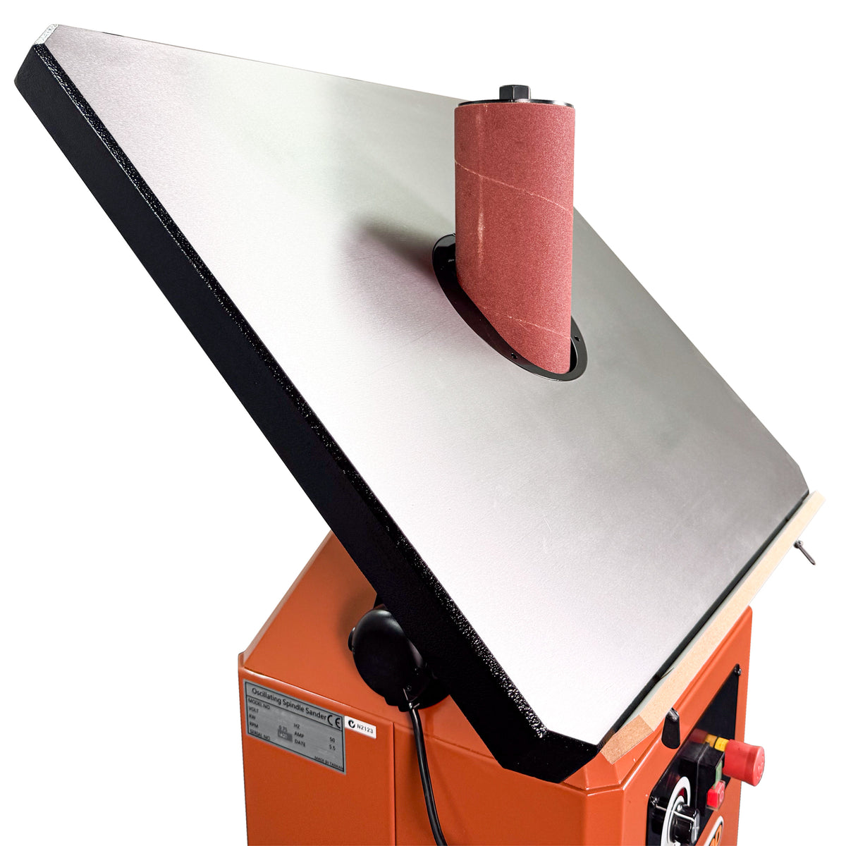 Sherwood Pedestal Oscillating Spindle Sander 750W Cabinet Stand in action smoothing contours and curves precisely