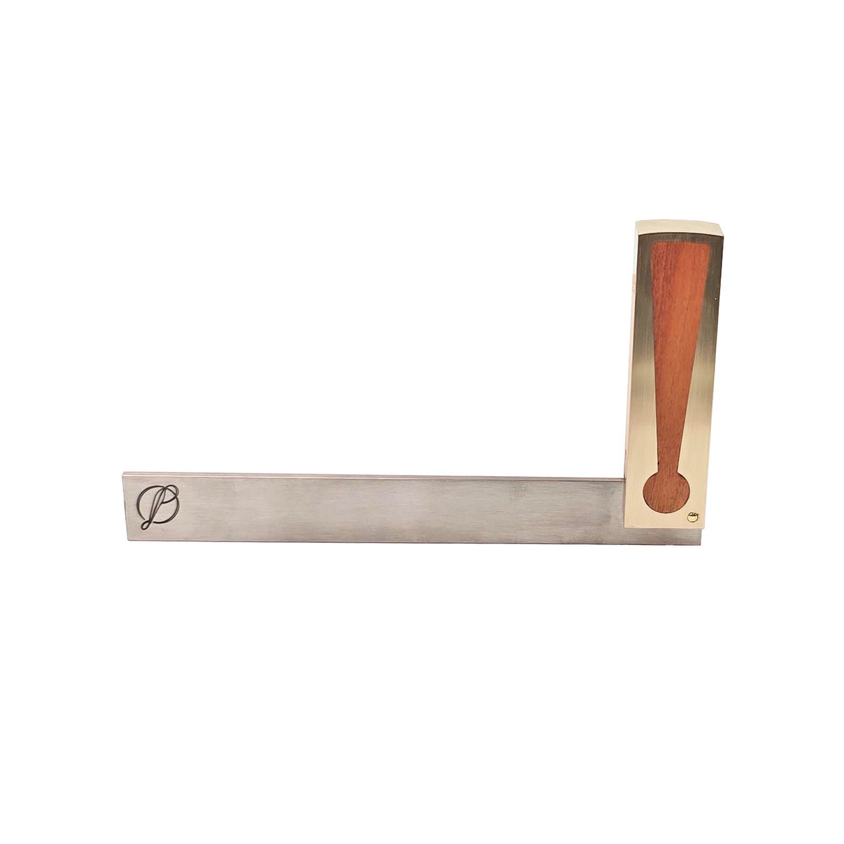 Ironbark Toolworks Try Square Brass with Mulga Inlay, showcasing intricate craftsmanship and precision woodworking tool