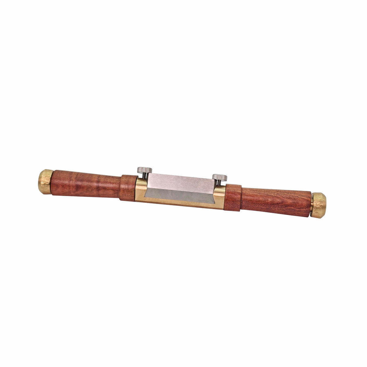 Brass body spokeshave with Mulga handles and HSS blade by Ironbark Toolworks