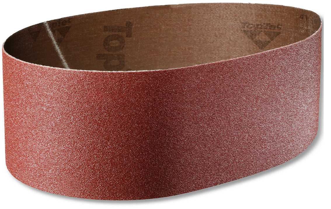 SIA Abrasives 2920 siawood Sanding Belt 75 x 457mm in use on solid wood surface, offering dust-free sanding with TopTec technology