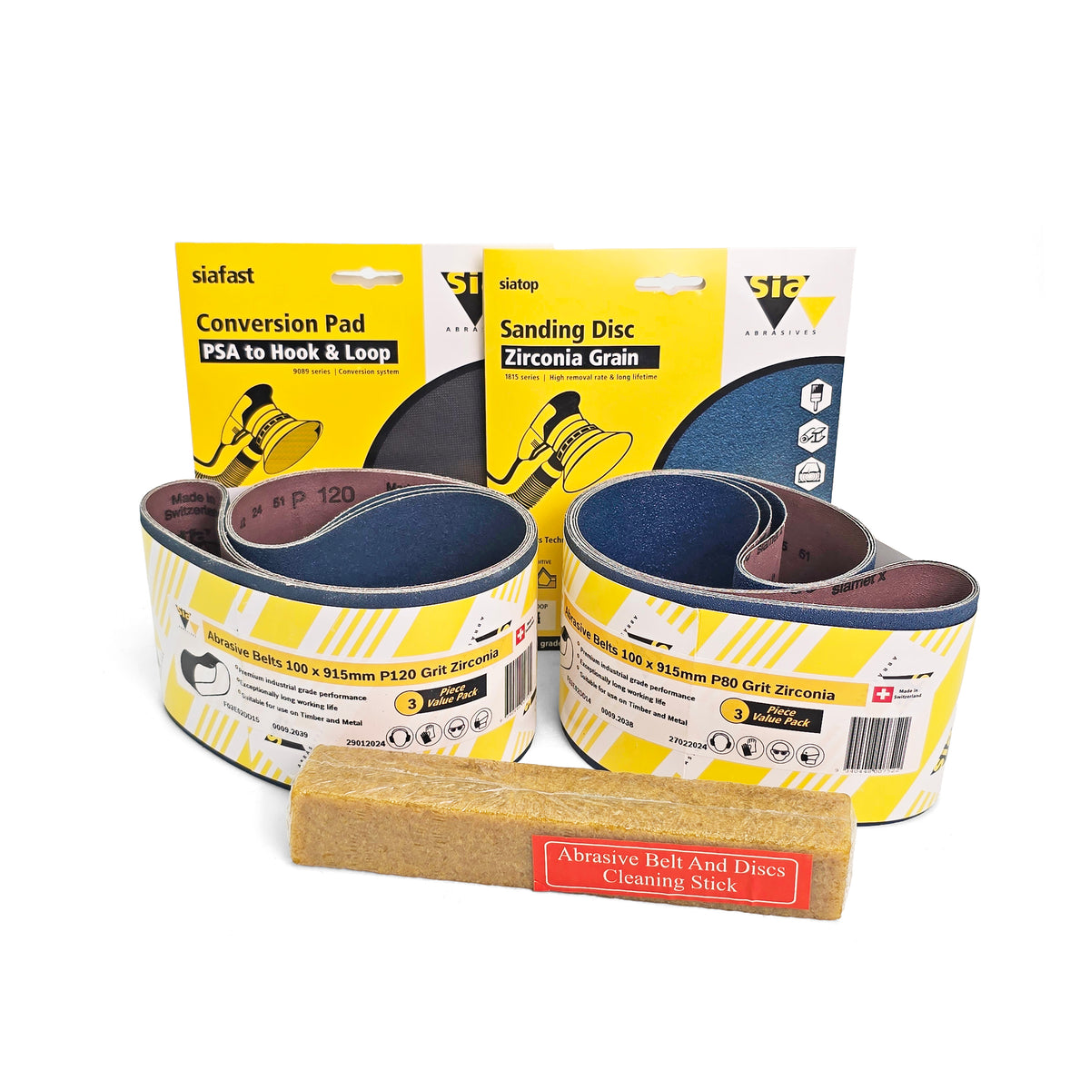 SIA Abrasives Sandpaper Kit for 4 x 6in Belt and Disc Sander - Essential sandpaper set for woodworking tools