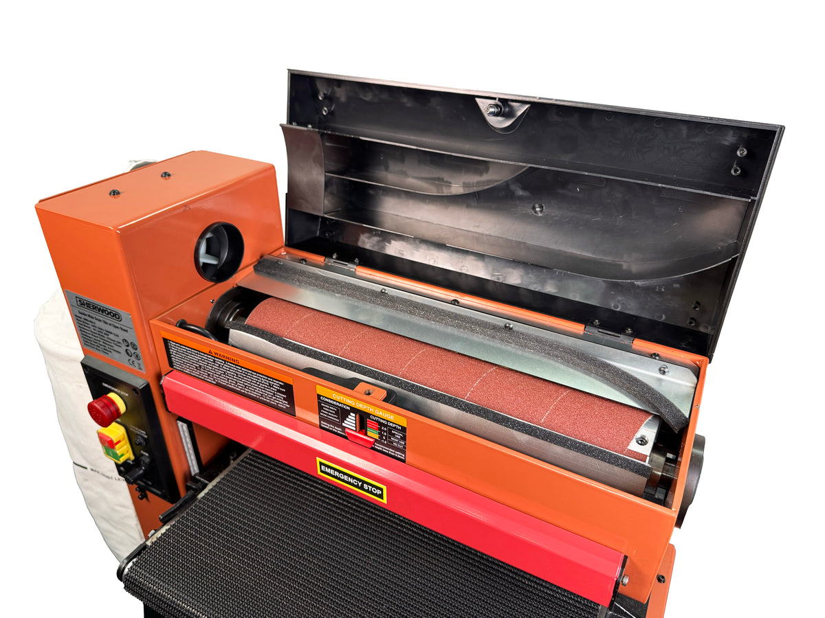 Sherwood 18in Drum Sander showcasing its fixed sanding drum design for precise results