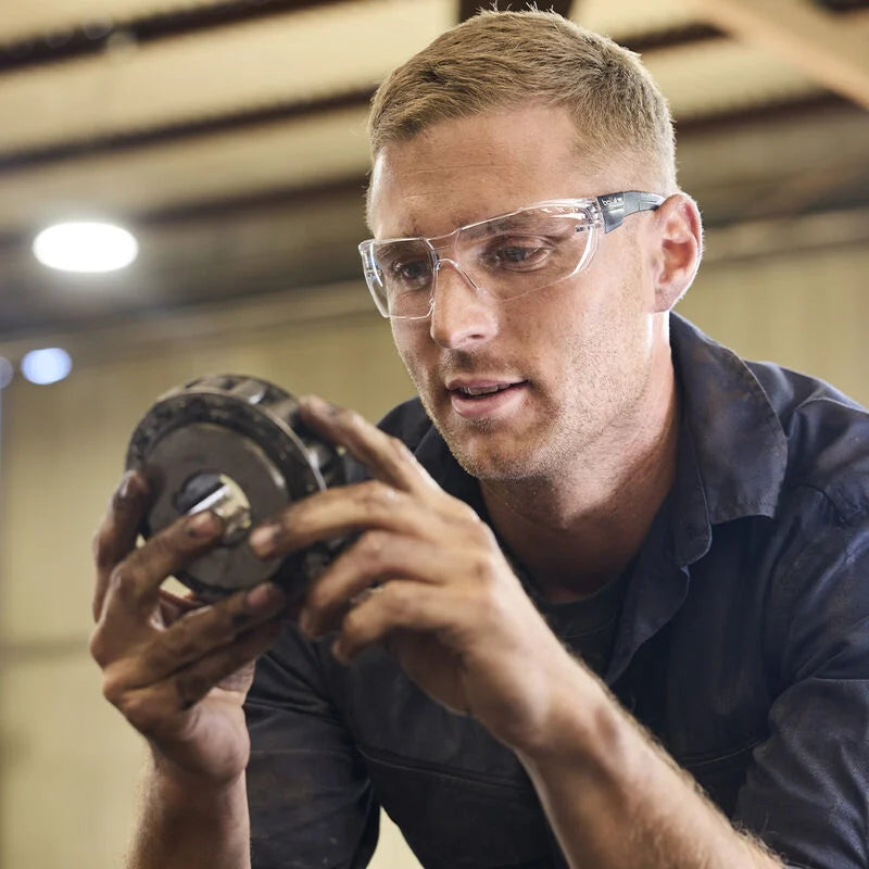 Bollé Safety Swift Clear Lens Safety Glasses, showcasing the anti-scratch and anti-fog coating for crystal-clear vision