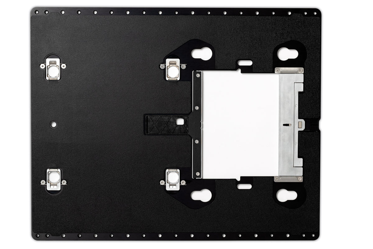 Shaper Plate universal template attached to Shaper Origin Handheld CNC Router on workspace table