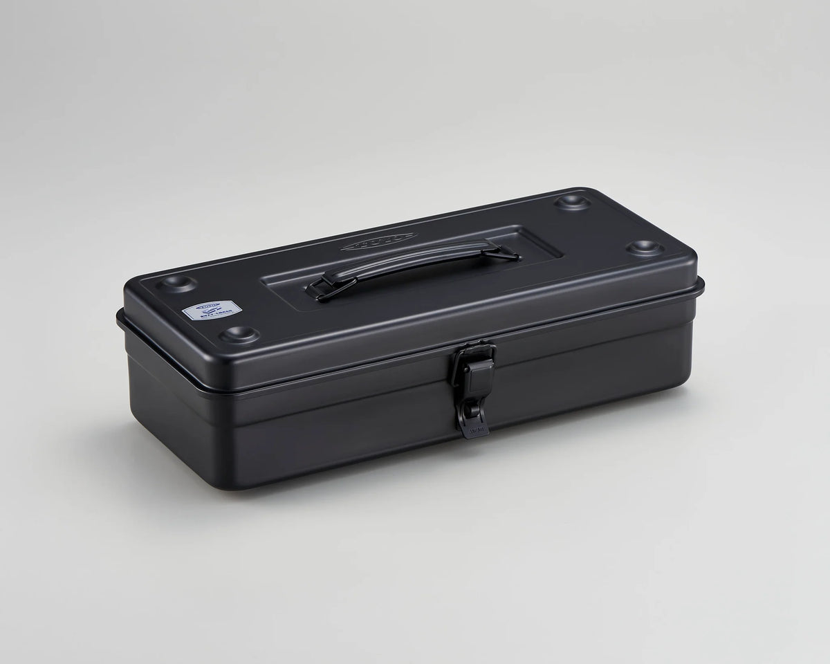 Toyo Trunk Shape Toolbox 35cm in black color against a white background