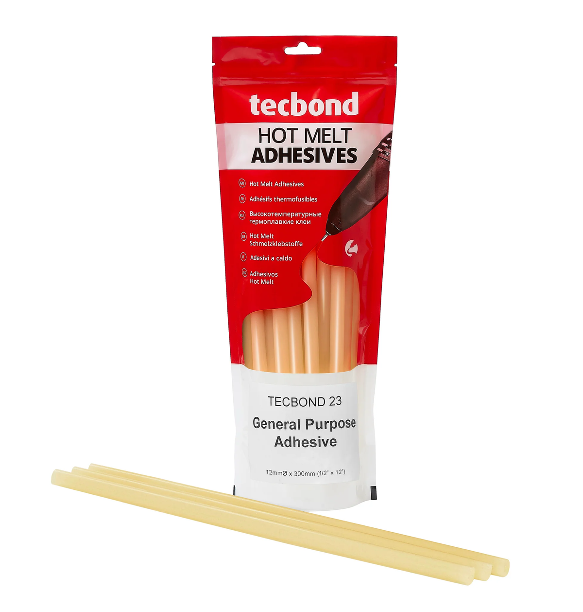 Tecbond 23 General Purpose Hot Melt Glue Sticks 12 x 300mm - Pack of 10, Australian woodworking tools store