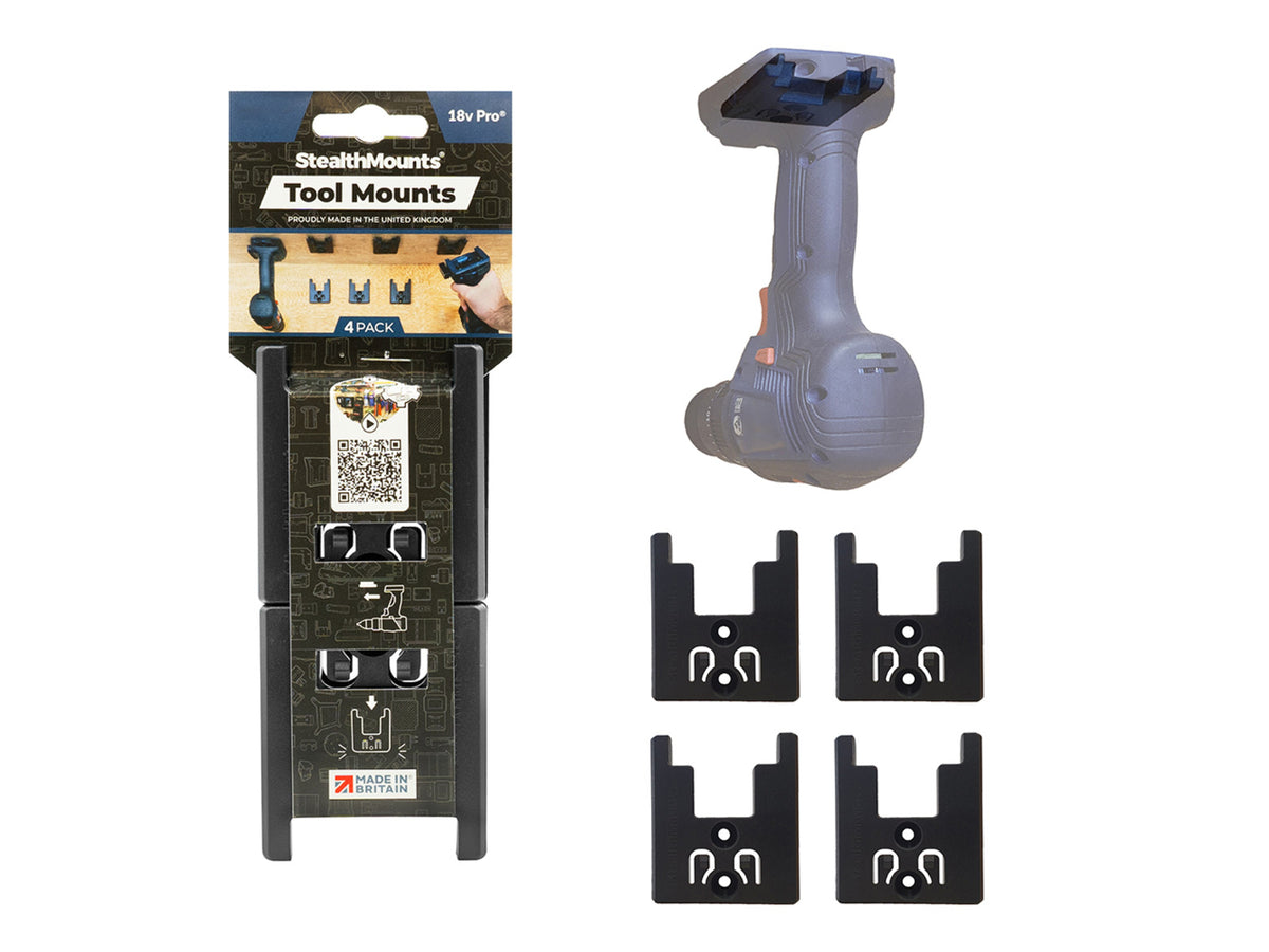 StealthMounts Tool Mounts for Bosch 18V Pack of 4 Black
