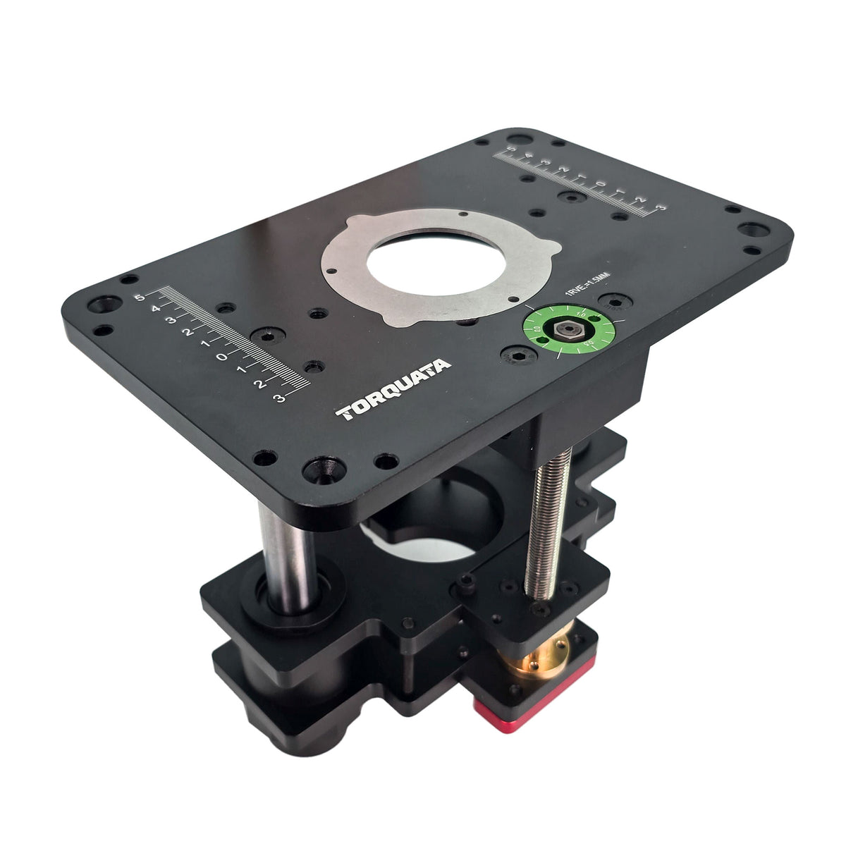 Torquata compact trim router lift and mounting plate for precision timber machining in Australian workshop