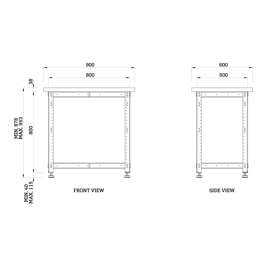 Torquata Workbench System 900 x 600 Workbench Kit with Plain Top