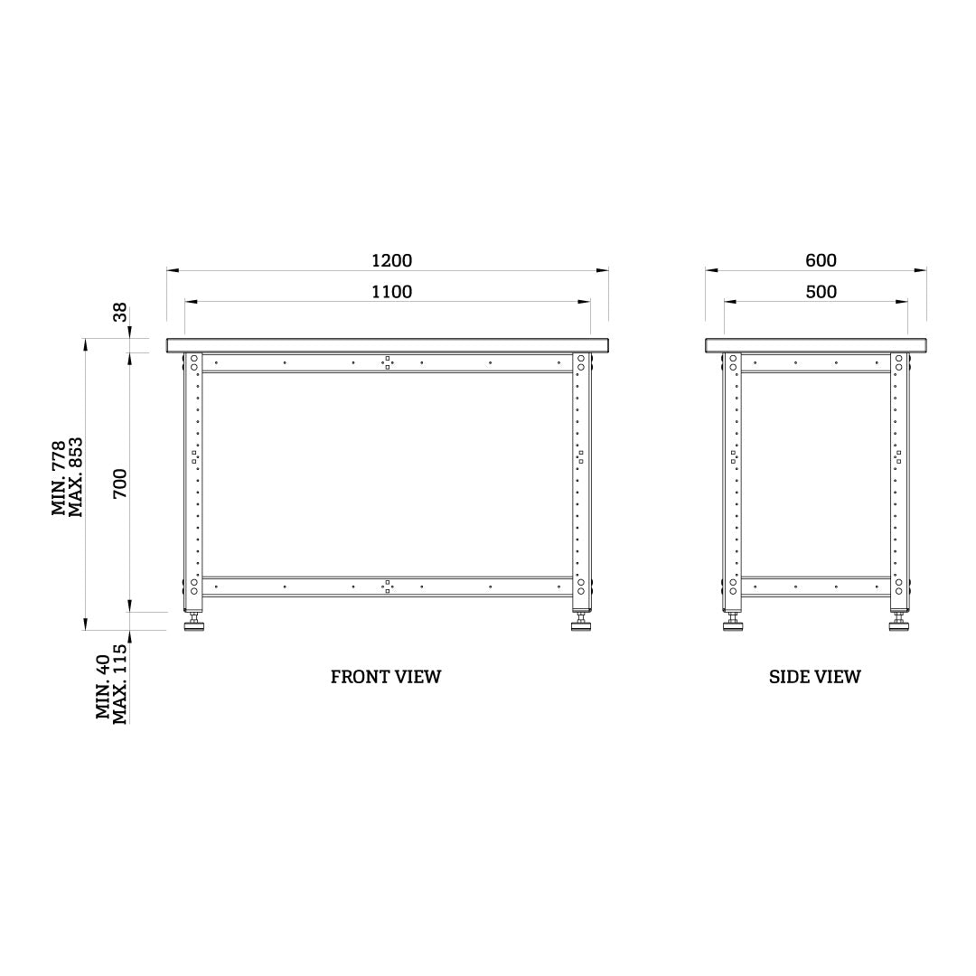 Torquata Workbench System 1200 x 600 Workbench Kit with Dog Hole Top