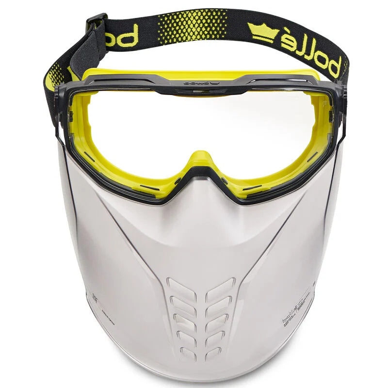 Bolle Safety Universal Goggles Clear Polycarbonate Vented Lenses with Mouthguard, front view