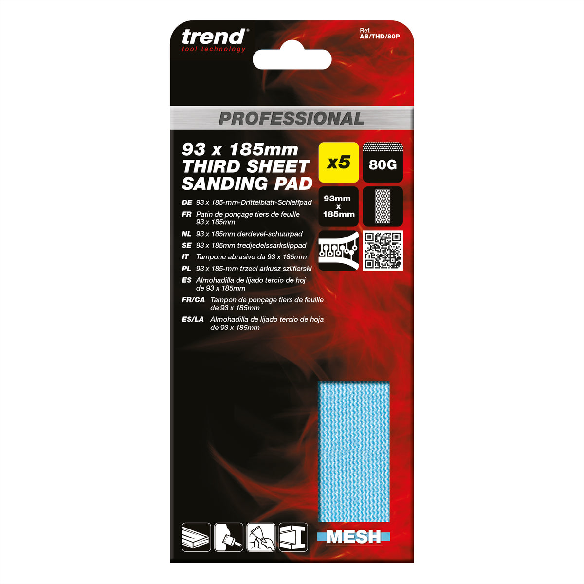 Trend Pro Mesh Third Sheet Sanding Pads 93 x 185mm Pack of 5