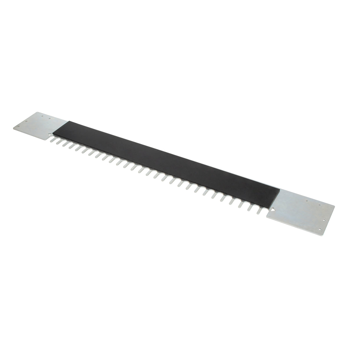 Trend 1/4in Half-Blind Template for 600mm Dovetail Jig on white background with mounting hardware and router bushings
