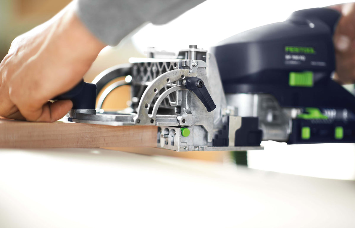 Festool DF 700 DOMINO Joining Machine in Systainer - Operating on timber with precision and efficiency