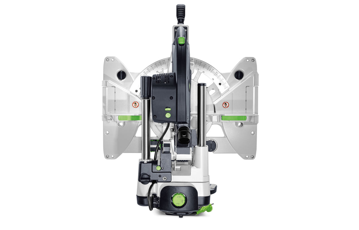Festool KS 120R Set KAPEX 260mm Slide Compound Mitre Saw in action cutting skirting board at angle