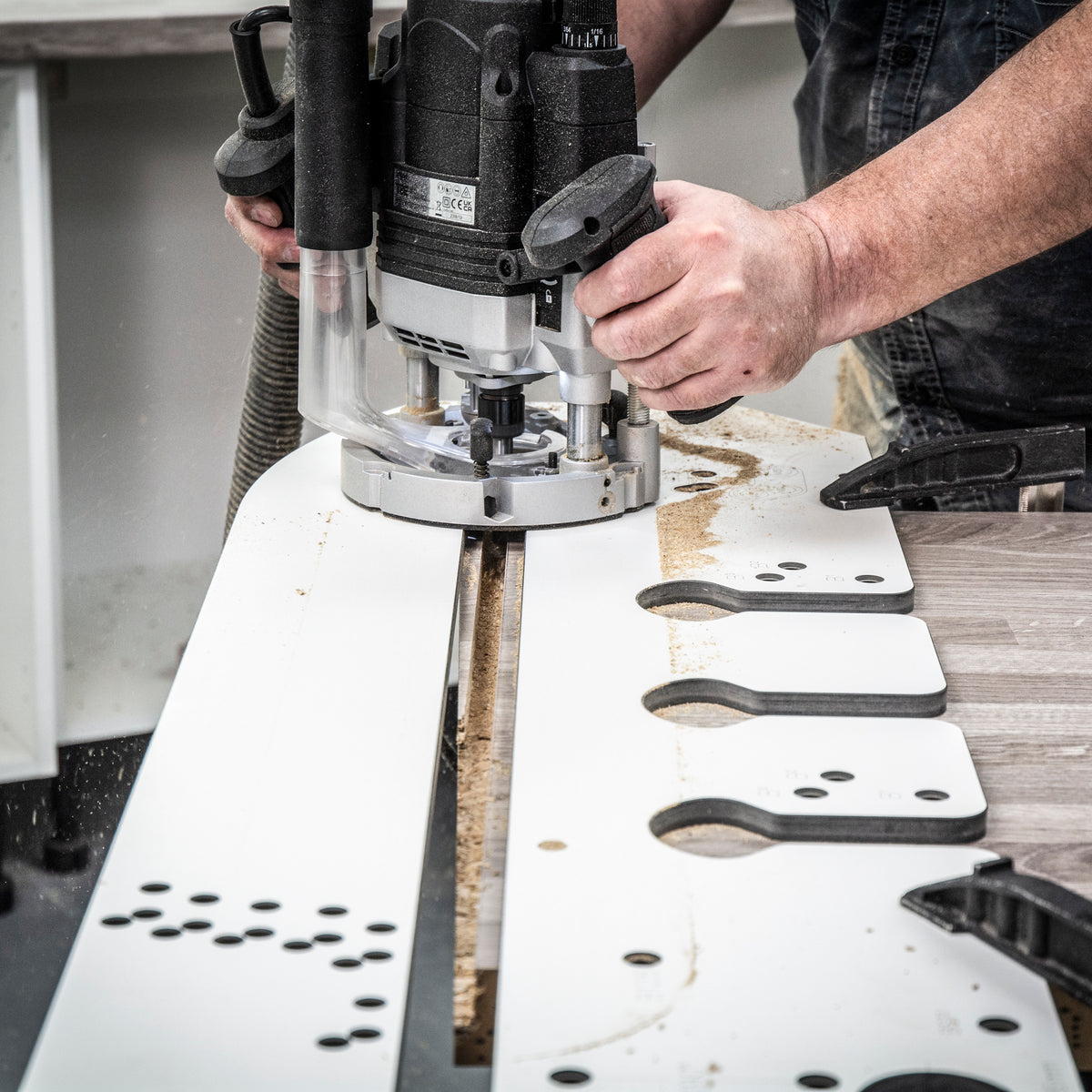 Trend 700mm Kitchen Worktop Router Jig - High-Pressure Laminate tool for precise mitre joints on laminated surfaces