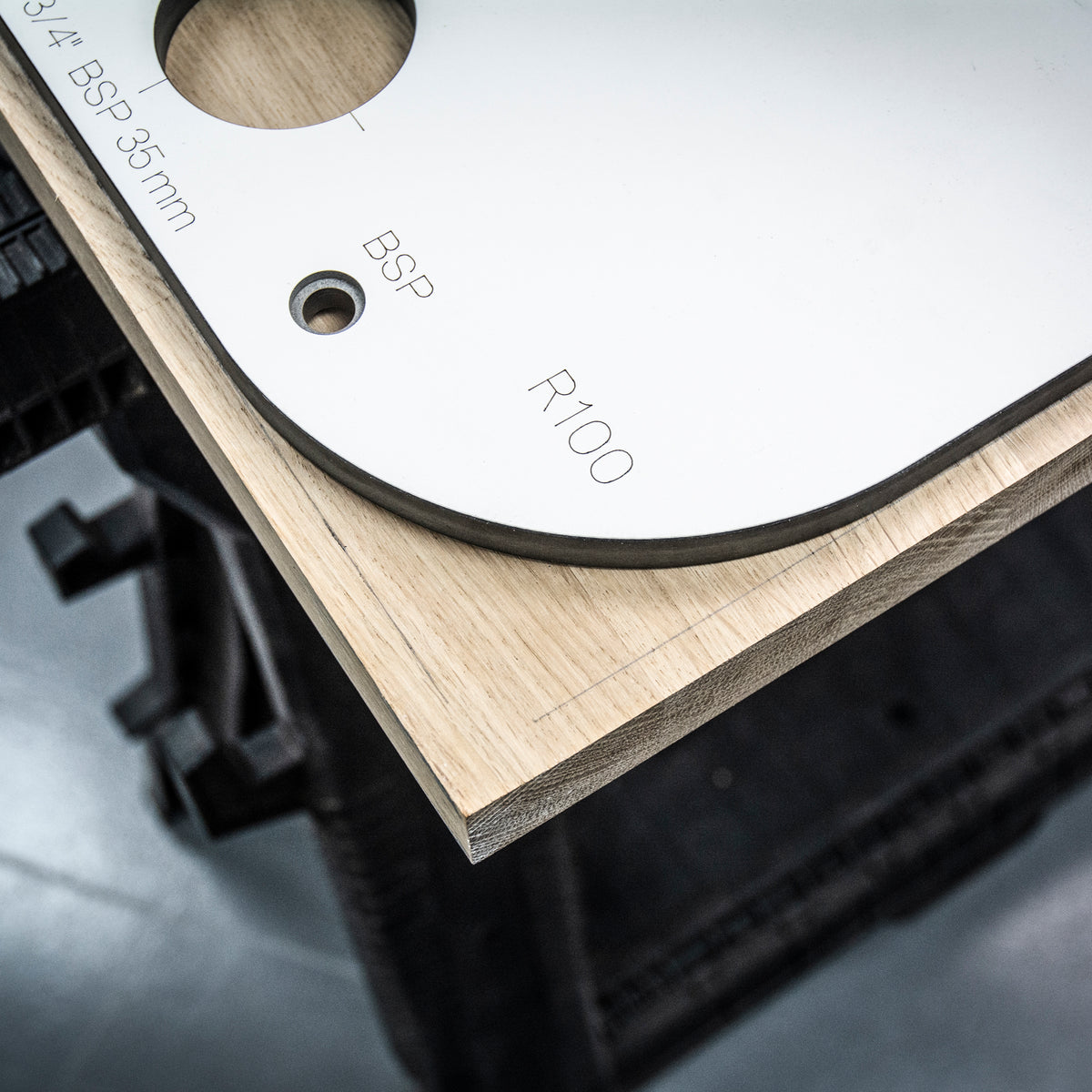 Trend 700mm Professional Kitchen Worktop Router Jig, showcasing precision CNC-machined Compact Grade HPL construction