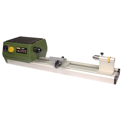 Compact PROXXON DB-250 Micro Wood Lathe in action, ideal for precise small-scale turning projects