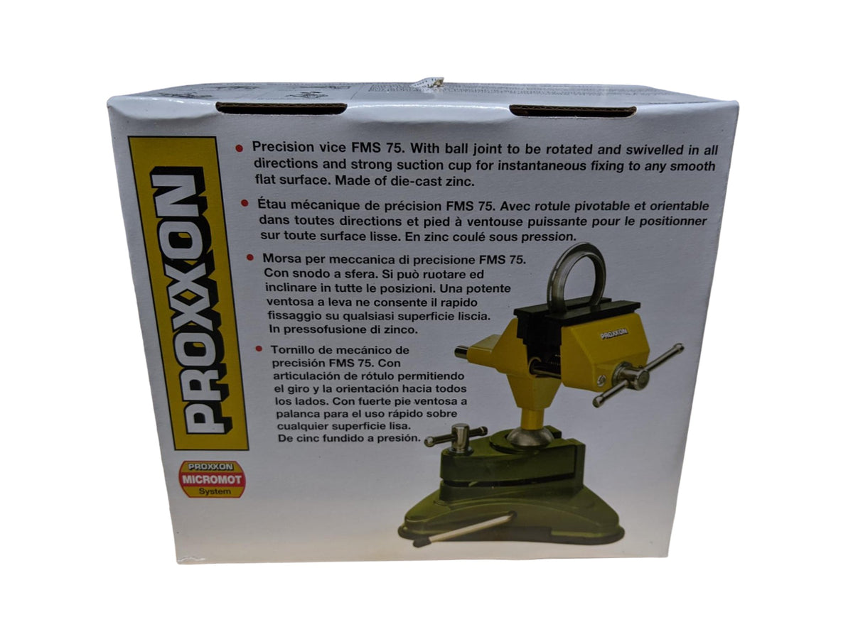 Proxxon Precision Vice 75mm Repositionable angled close-up showing aluminum die-cast construction
