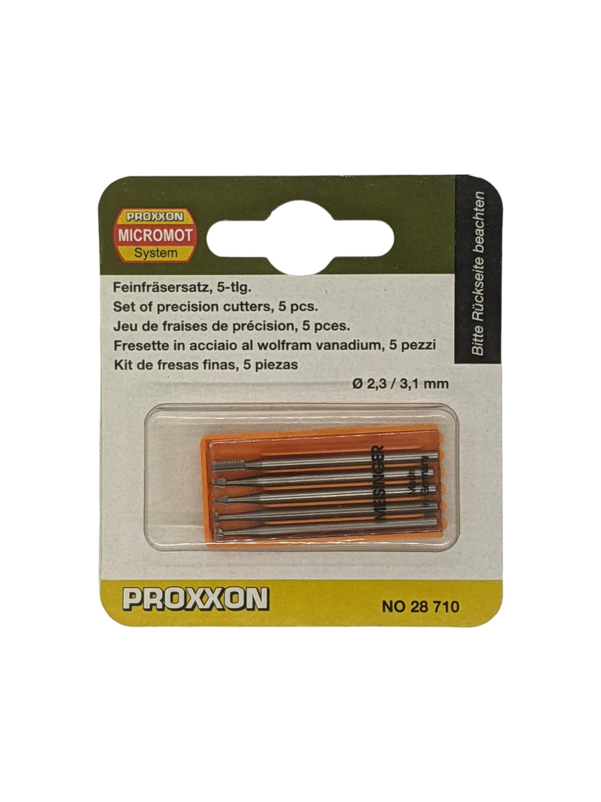 PROXXON Tungsten Vanadium Milling Bits Pack of 5, assorted shapes, high precision machining tools