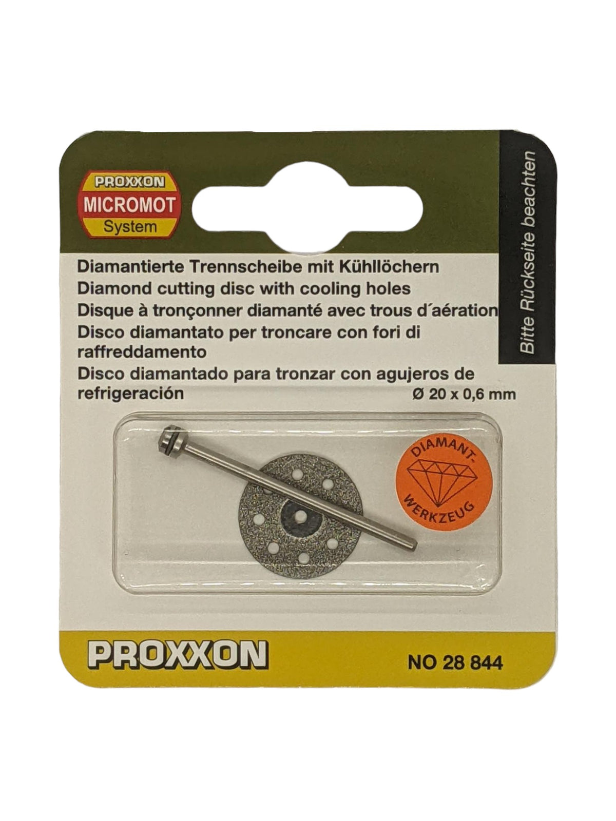 PROXXON Diamond Cutting Discs 38mm with Cooling Holes in action