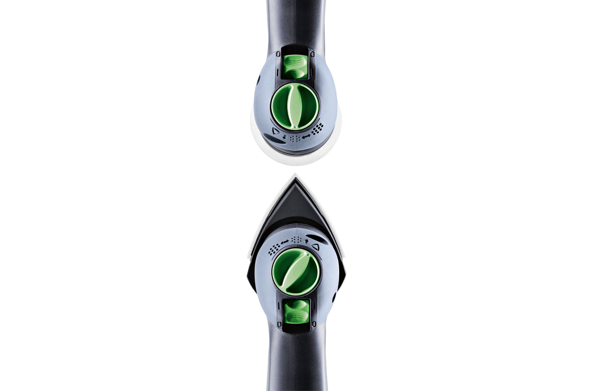 Festool RO 90mm ROTEX 4-in-1 Random Orbital Sander in Systainer - Close-up detail of the FastFix interface for corner sanding