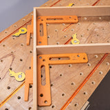 UJK Cam & Wedge Clamping Set in use on a 20mm dog hole workbench