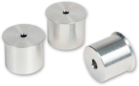 UJK Parf Aluminium Revision 20mm Bench Dogs with 3mm central hole - Pack of 3, top view