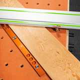 UJK Parf System Fence & Stop Kit 600mm Long for 20mm Bench Dogs - Side view showing precision and compatibility with UJK systems