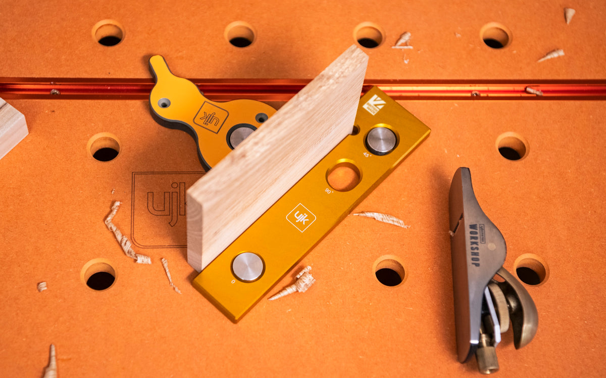 UJK Hook Stop for UJK MFT table, inset view, compatible with Australian woodworking projects