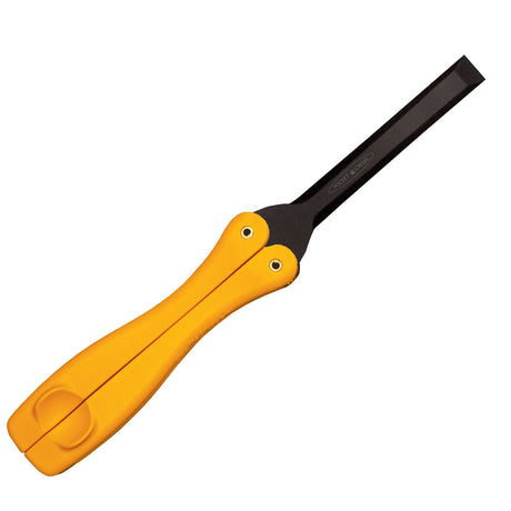 FastCap Foldable Pocket Chisel 1/2in blade in use on wood plank