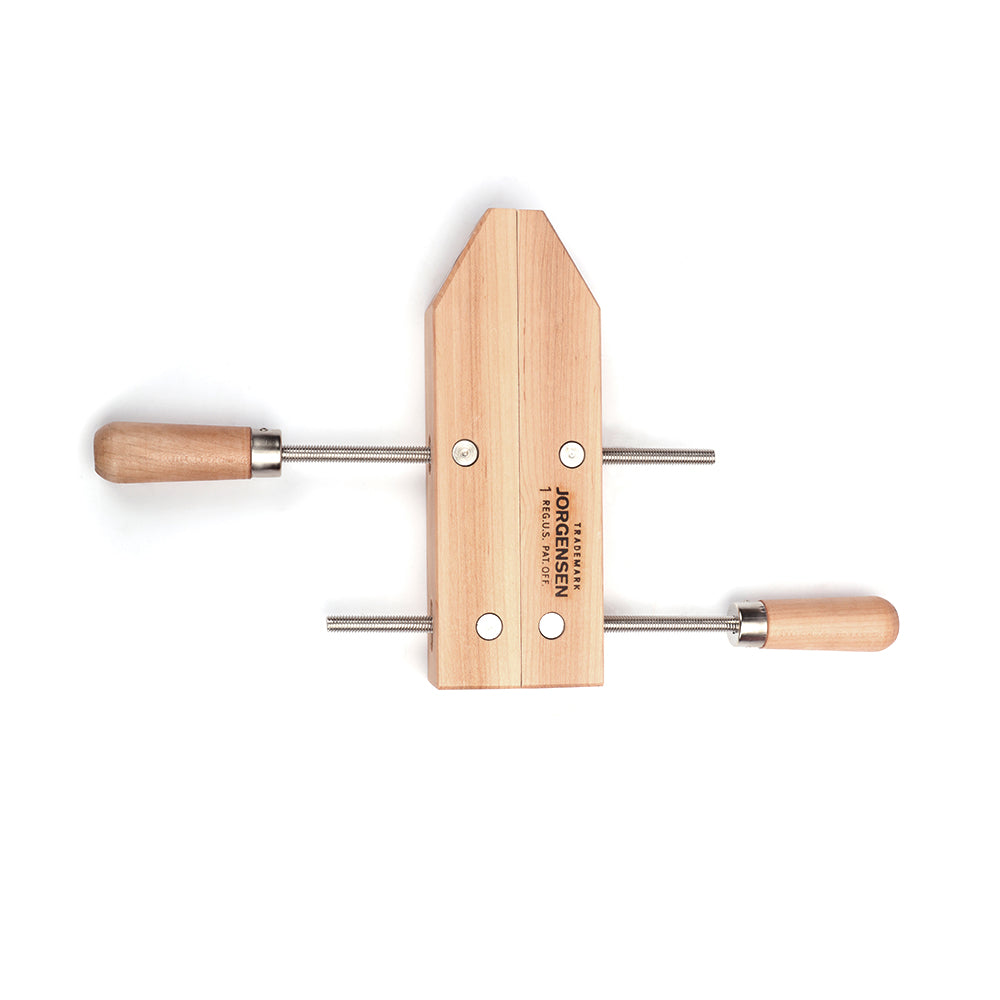 Pony Jorgensen set of 3 classic wooden hand screw clamps in action on woodworking project