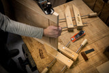 Pony Jorgensen Set of 3 Classic Wooden Hand Screw Clamps 10in in use on woodworking project