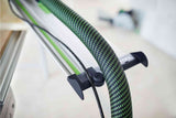 Festool FS Guide Rail Hose Guide Deflector attachment in use with plunge-cut saw or portable circular saw