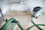 Festool FS Guide Rail Hose Guide Deflector attached to woodworking saw