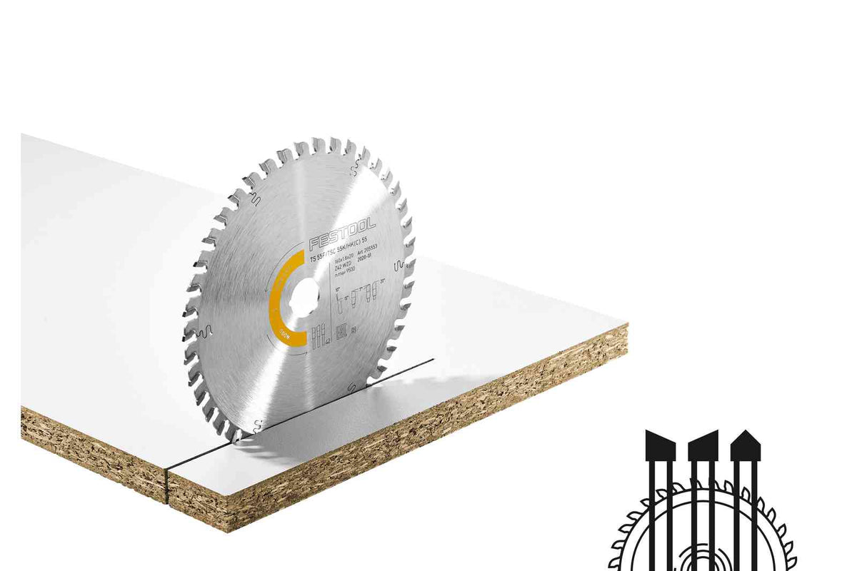 Festool 168mm Fine Tooth Saw Blade for TS 60 K, TSV 60 K, CSC-SYS 50 - High quality steel with 42 tooth design