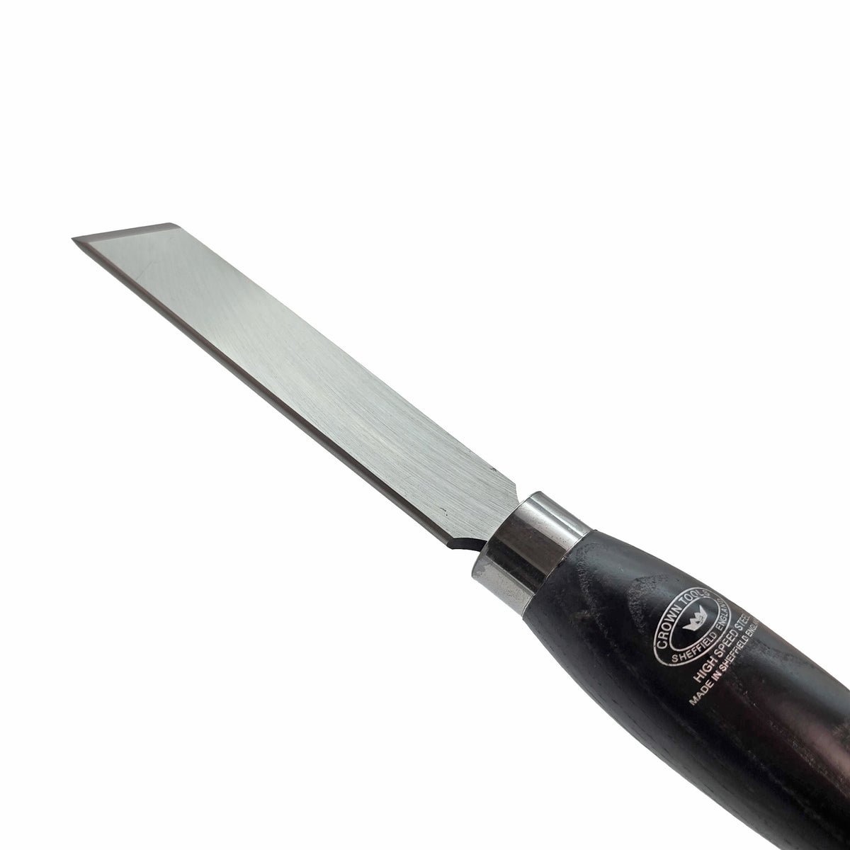 Crown 25mm M2 Cryogenic Steel Skew Chisel for Woodturning - High-quality rolled edge skew chisel tool for precise turning tasks