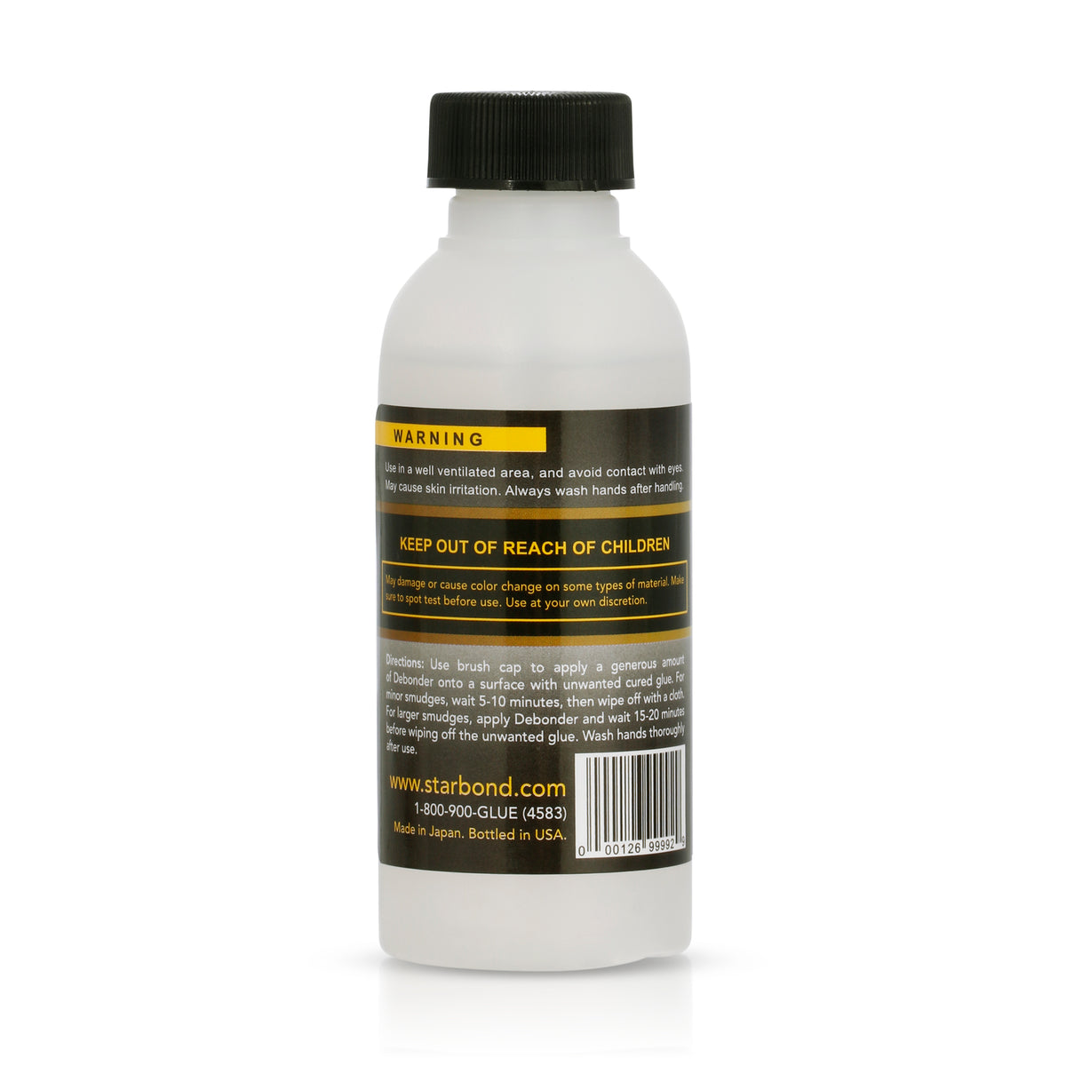 Starbond CA Glue Remover 2oz bottle, gentle skin-safe solution for sticky situations