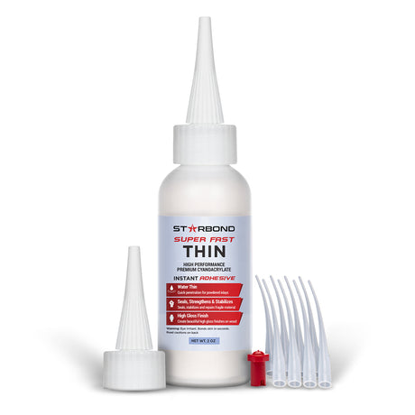 Starbond Super Fast Thin CA Glue - 2oz size option shown in packaging